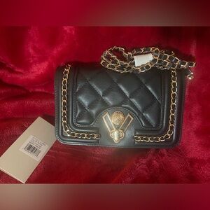 Valentino Orlandi Black Gold Chain Accent Purse